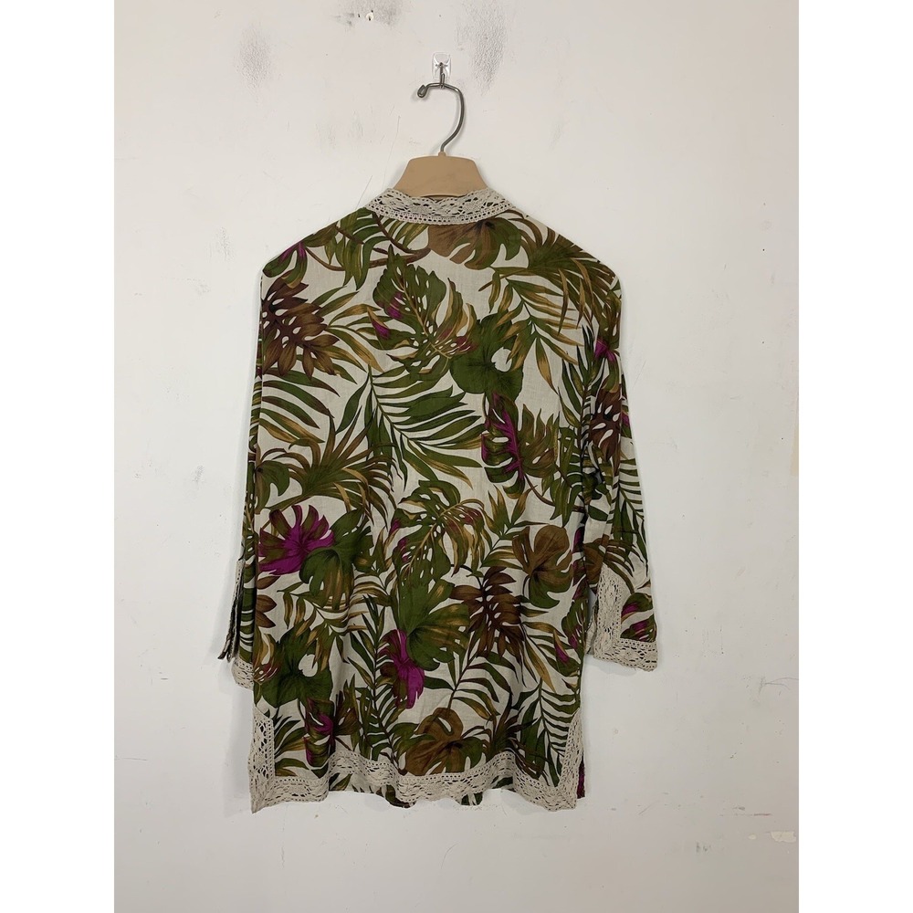 Charter Club Women Shirt 16 Floral Tropical Old Money Preppy Travel Resort Beach - Picture 3 of 8